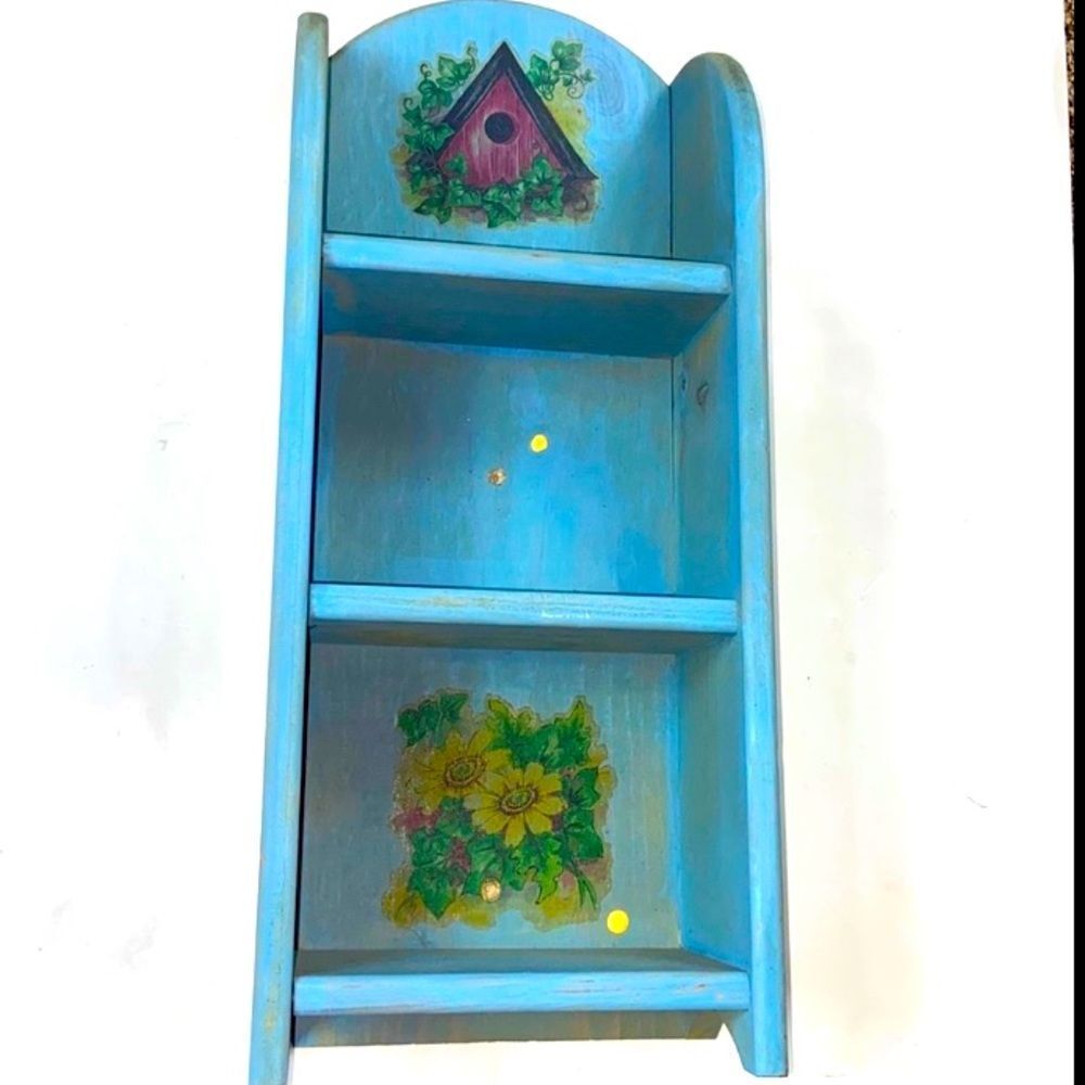 Antique Beautiful Painted Handmade Wooden Vintage Shelf